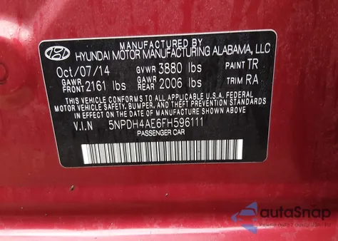 2015 Hyundai Elantra Se из США, поврежденный, VIN 5NPDH4AE6FH596111
